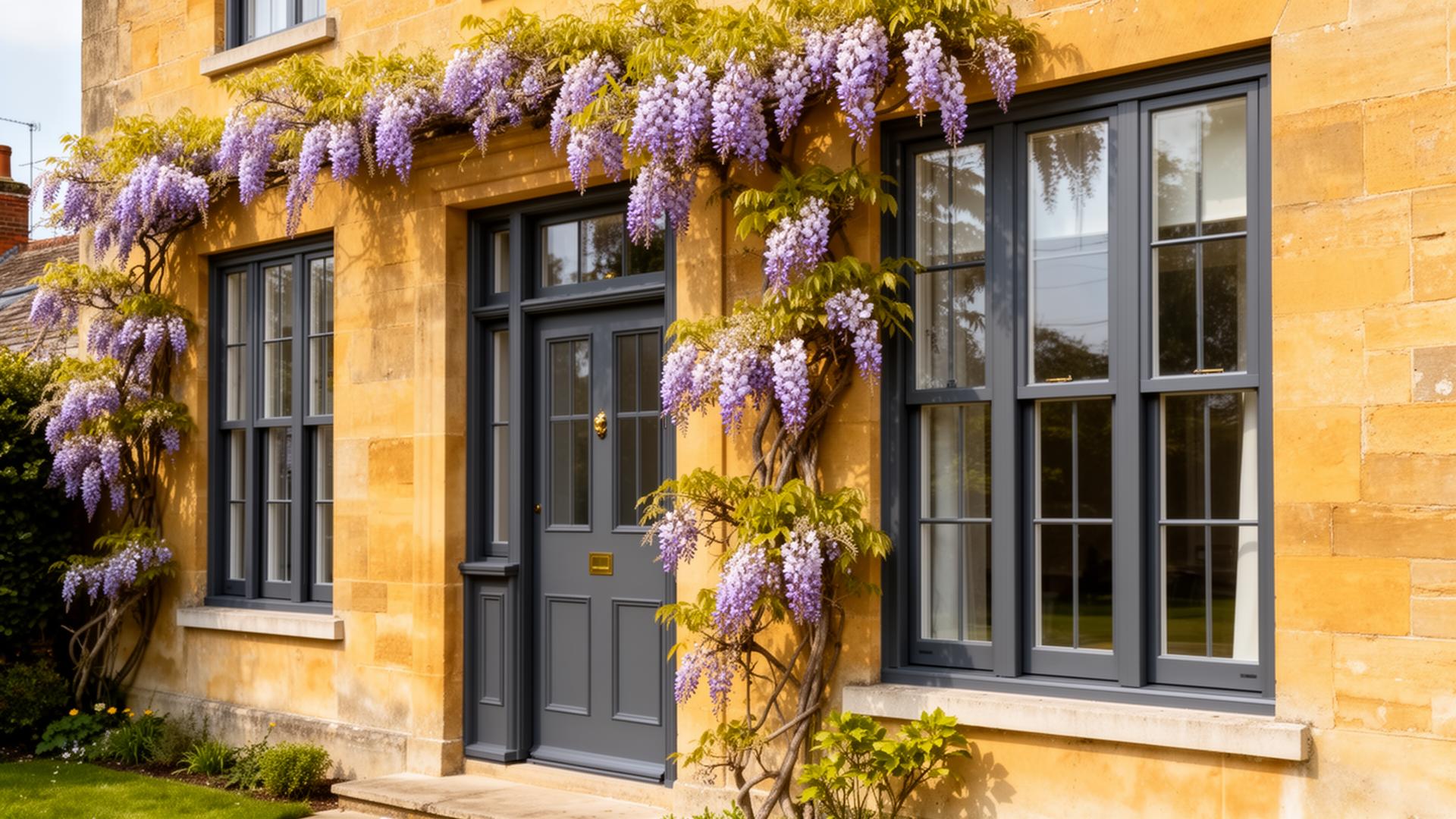 Anthracite grey UPVC windows on a Georgian townhouse in Lincolnshire