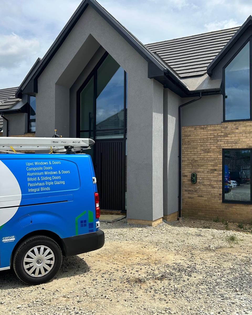 Architectural aluminium windows with slim sightlines on a Lincolnshire home